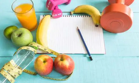 Healthy lifestyle essentials on table