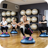 Fitness class with balance trainers
