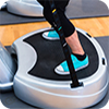Fitness platform with teal shoes