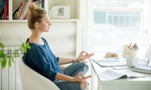 Peaceful meditation in home office