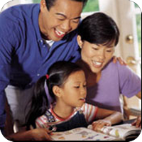 Family reading book together