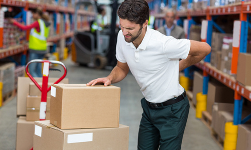 Warehouse worker with back pain