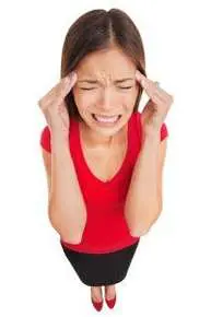 Woman holding head, feeling stressed
