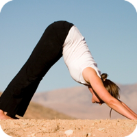 Downward dog yoga position outside