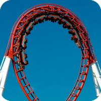 Roller coaster loop with riders
