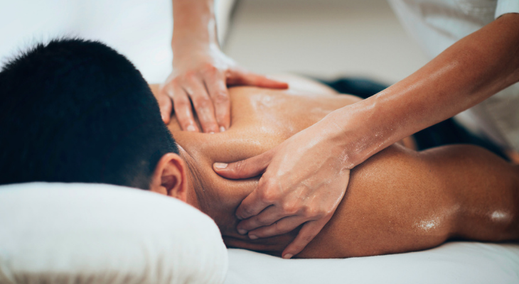 Relaxing back massage in a spa setting