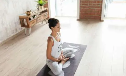 Relaxing yoga session at home