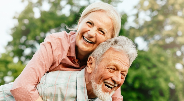 Happy senior couple enjoying outdoors