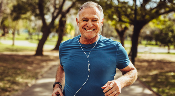 Smiling runner enjoying outdoor exercise