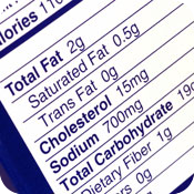 Nutrition facts label close-up