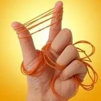 Hand with rubber bands on fingers
