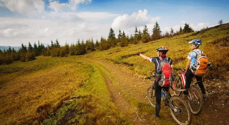 Mountain bikers on dirt path