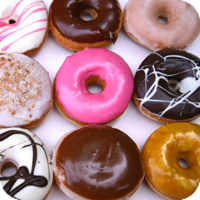 Variety of frosted donuts