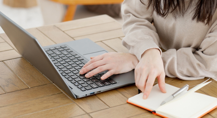 Hands on laptop and notebook