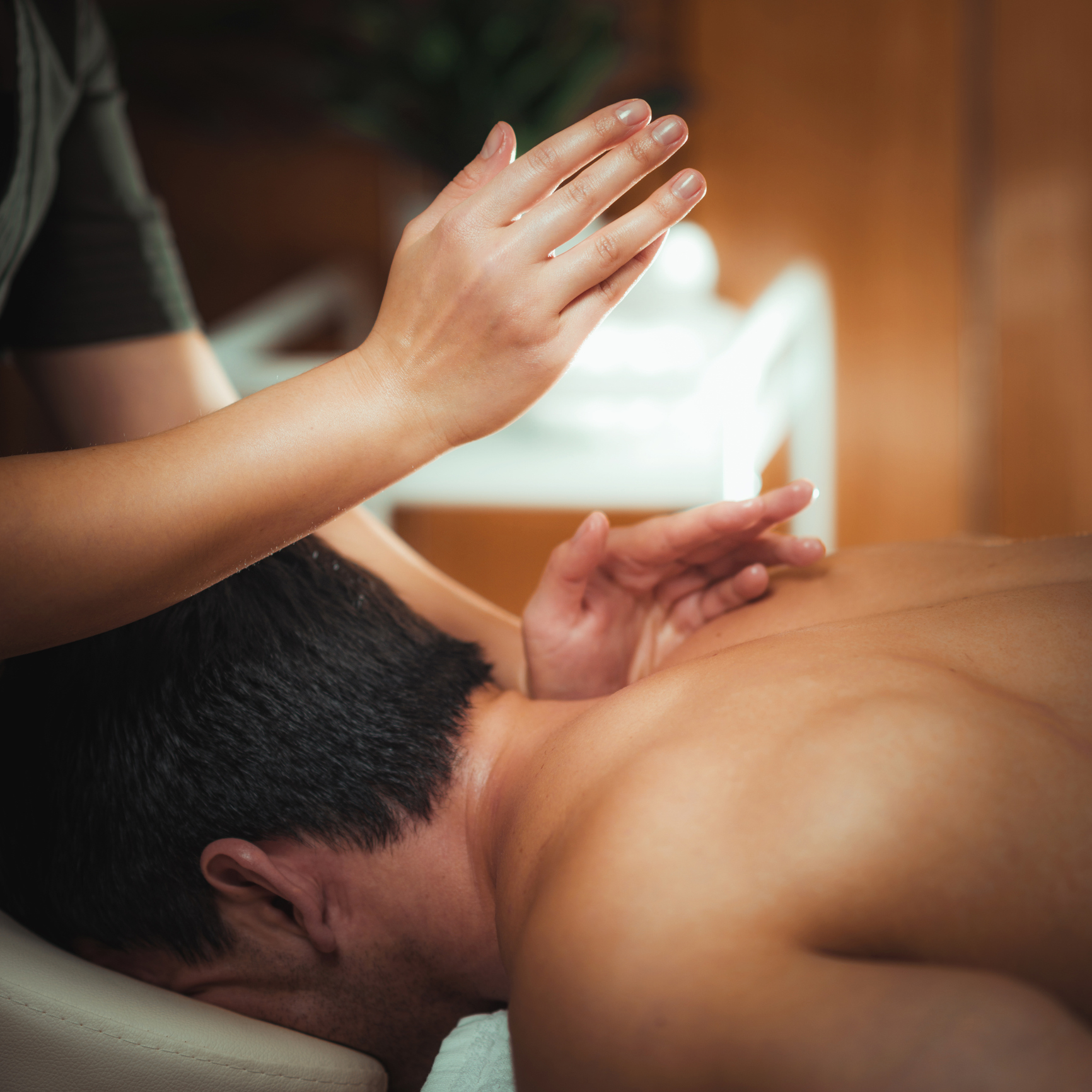 Relaxing back massage session in progress.
