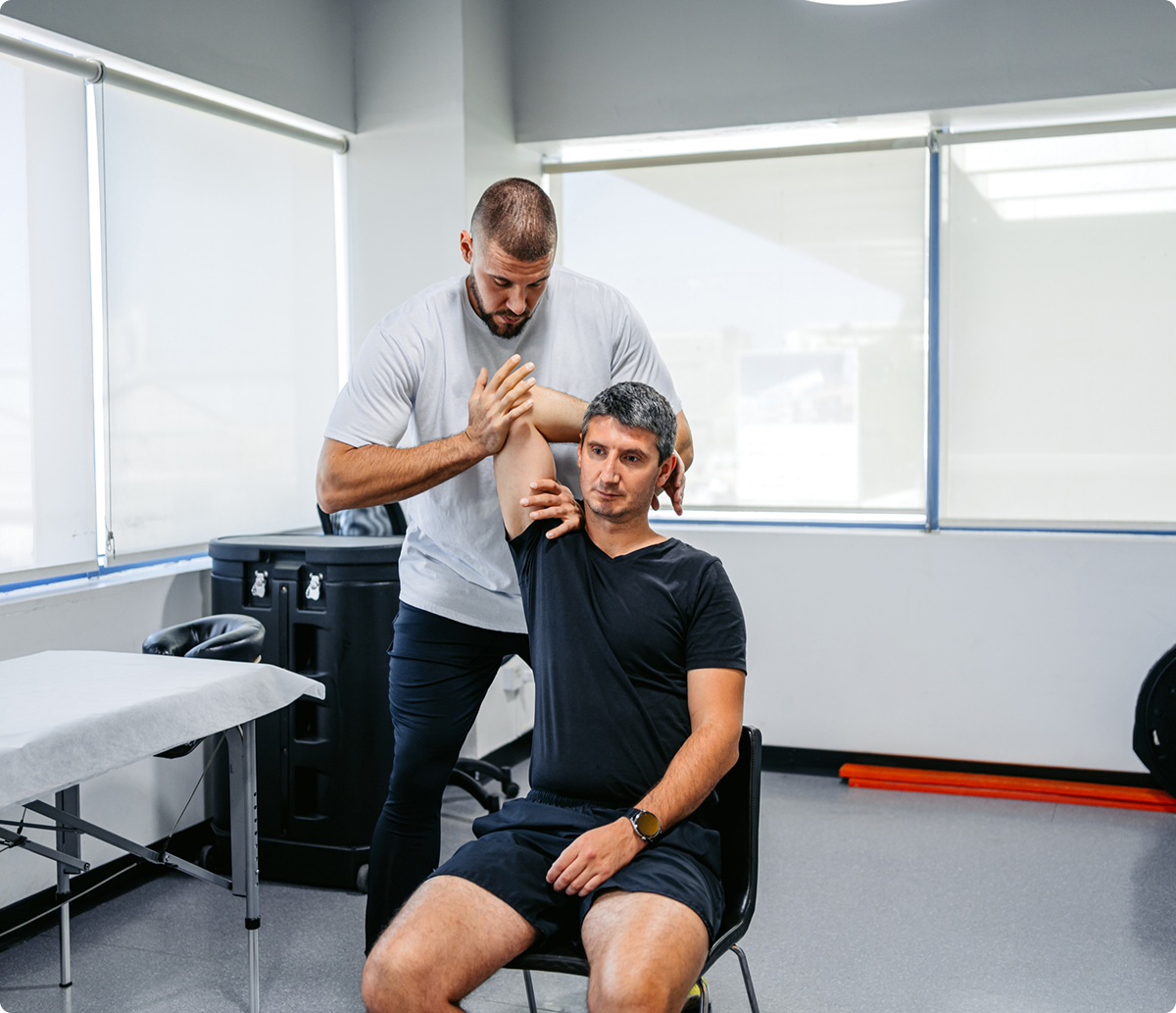 Physical therapy shoulder exercise session