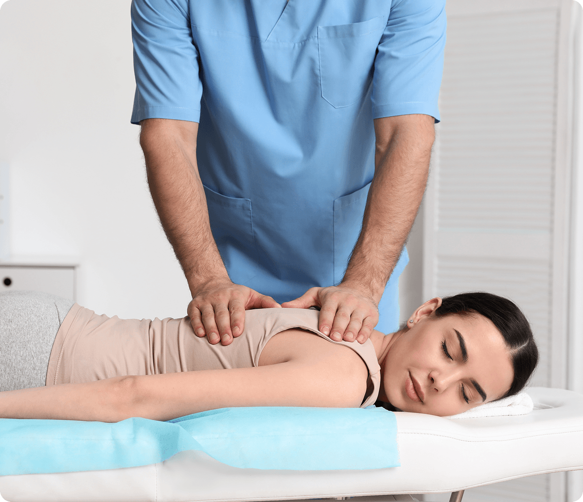 Woman receiving a back massage