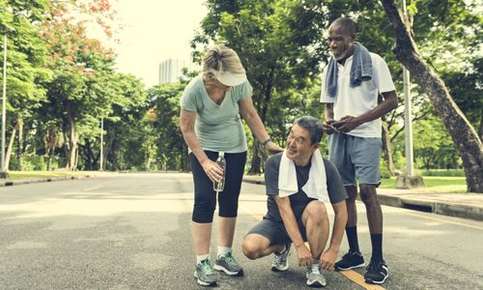 People laughing during outdoor workout