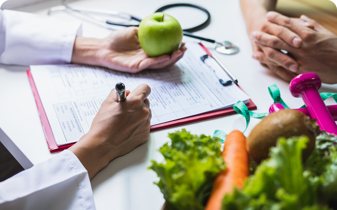Nutrition consultation with fresh produce