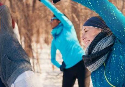 People warming up in cold weather