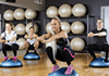 Fitness class with balance trainers