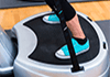 Fitness platform with teal shoes