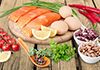 Salmon fillets with vegetables and eggs
