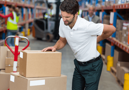 Warehouse worker with back pain