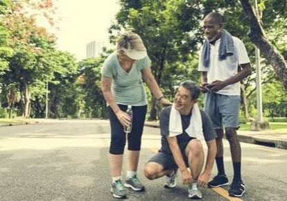 People laughing during outdoor workout