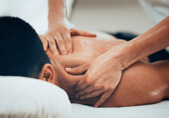 Relaxing back massage in a spa setting
