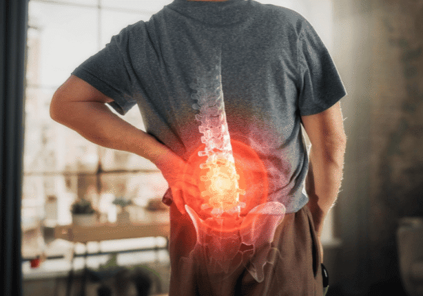 Spine highlighted in pain area