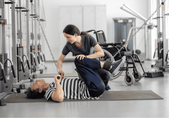 Rehabilitation exercise in gym setting