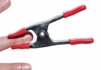Hand gripping metal spring clamp