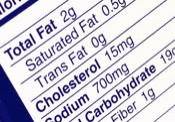 Nutrition facts label close-up