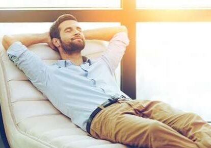 Man reclining with a peaceful expression