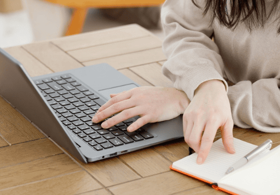 Hands on laptop and notebook